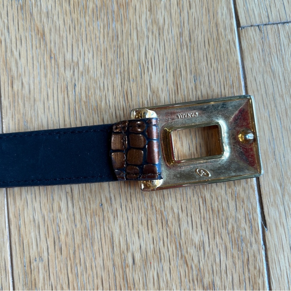 Accessories by Pearl Copper Metallic Brown Crocodile Leather Belt Gold Buckle M - Picture 8 of 8